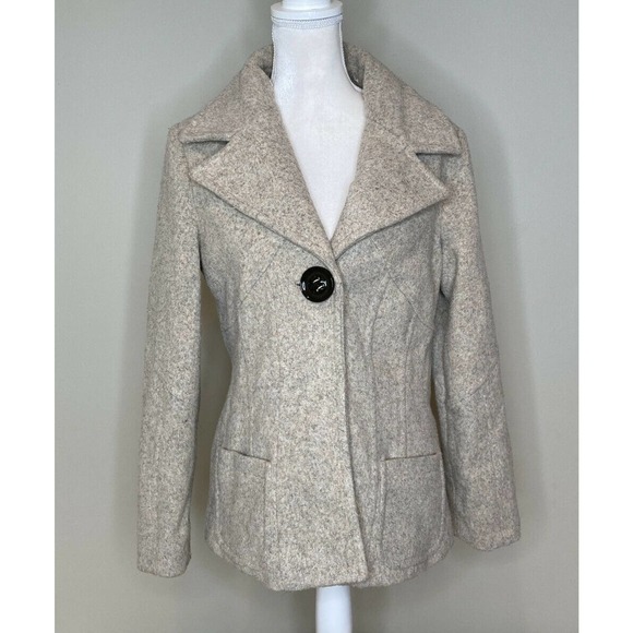 MONTANACO Natural Tan Button Up Pea Coat Small - Picture 1 of 11